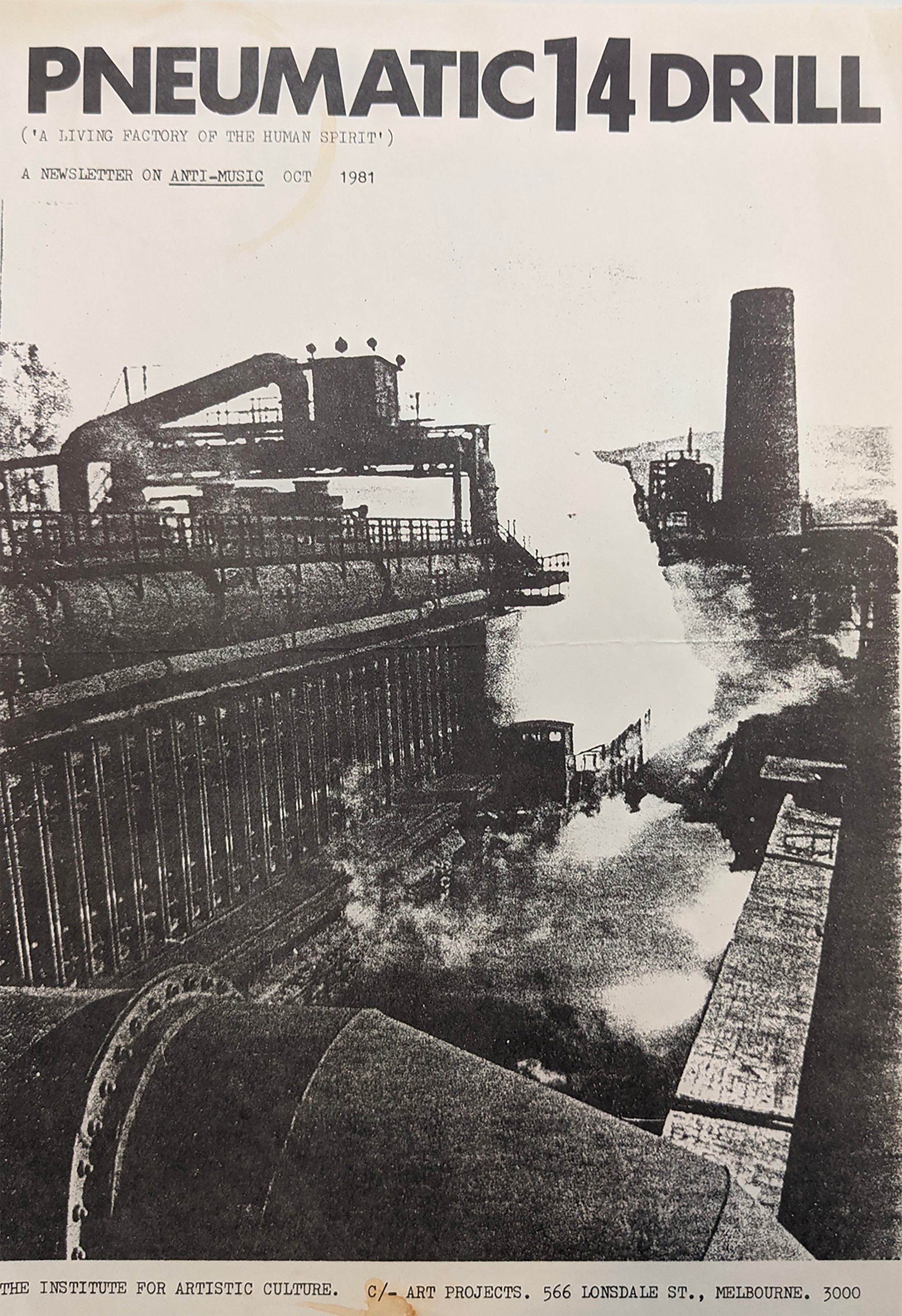 <p>John Nixon, <em>Pneumatic Drill</em>, Issue 14, October 1981, Newsletter.</p>