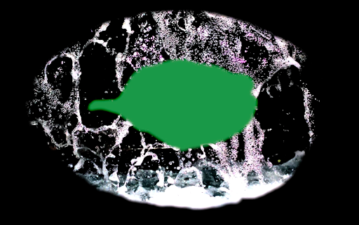 <p>Video-still from Victoria Pham’s projection mapped video <em>TERRA A,</em> 2022. <br>This footage of running water was taken by Pham at the Royal Botanic Gardens in 2020 on Gadigal Country.</p>